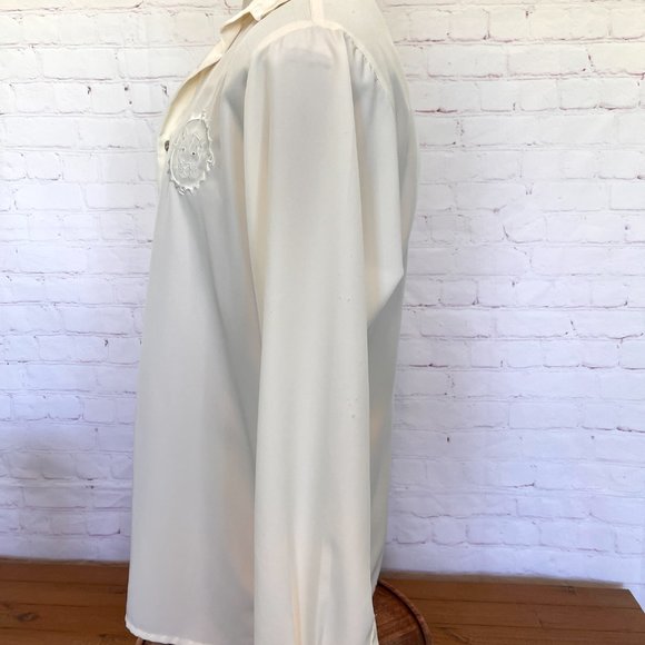 Tiger Embroidered Mens Off White Shirt - Platini - Size Medium - Lightweight - Picture 6 of 13